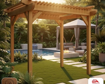 DIY Wooden Arbor Plans, Garden Pergola Archway PDF for Backyard