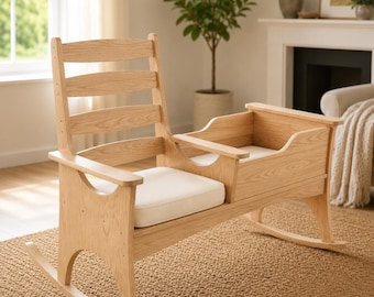 DIY Rocking Chair And Cradle Woodworking Plans, Mom And Baby Double Rocker Blueprint PDF