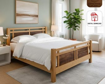 DIY Wooden Bed Frame Plans, King Size Farmhouse Bed PDF