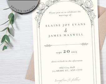 Vintage Wedding Invitation - Editable Template