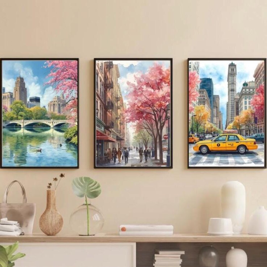 Minimalist Watercolor New York City Wall Art Print - Central Park, New ...