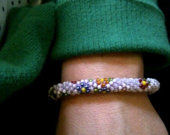 Floral Bead Crochet Bracelet