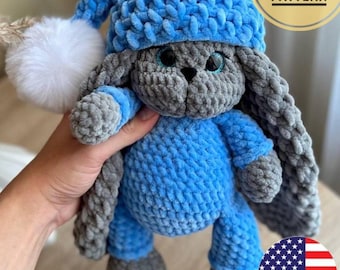 パジャマ あみぐるみ 4点 2 in 1 パーカー バニー かぎ針編みパターン | バニー + パーカー