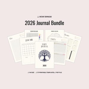 2026 Printable Journal Bundle | Digital PDF Planner Pages for A4, Habit Tracking, Monthly Planning