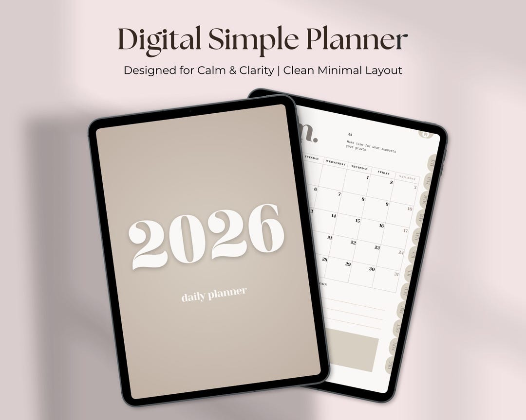 2026 Digital Daily Planner | Sand Edition | Minimalist Hyperlinked ...