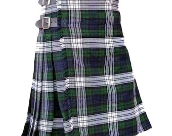 Black Watch Dress Tartan Kilt | Handmade Scottish Heritage Kilt for Men | Custom Highland Outfit - Acrylic Wool, Leather Straps