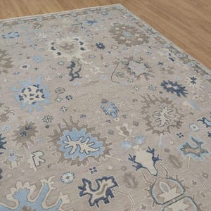 Hand Knotted Oushak Wool Rug 8x10: Earth Tone Turkish Area Rug