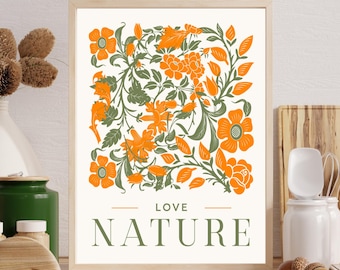 Love Nature Orange and Green Abstract Wall Art, Home Decor(Digital Download)