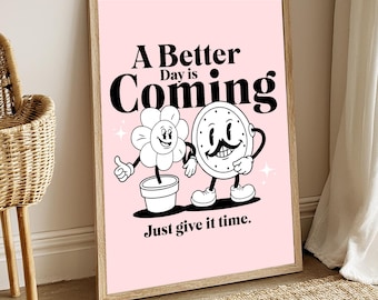 Retro Motivational Print: Pastel Pink Flower Art (Digital Download)