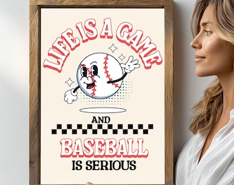 Retro Baseball Art: Funny Sport Print, Mancave Decor (Digital Download)