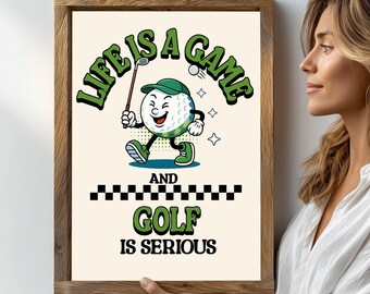 Retro Golf Ball Art Print: Funny Sport Mancave Decor (Digital Download)