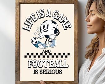 Retro Football Mascot Art Print: Funny Sport Mancave Decor (Digital Download)