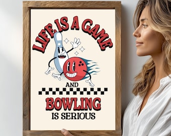 Retro Bowling Art Print: Funny Sport Mancave Decor (Digital Download)