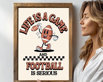 Retro NFL American Football: Funny Sport Art, Mascot NFL Quote decor (Digital Download)