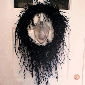 Halloween wreath Door decor all black wreath Dark academia home decor halloween decorations wreath decor hanging wreath Gothic home decor