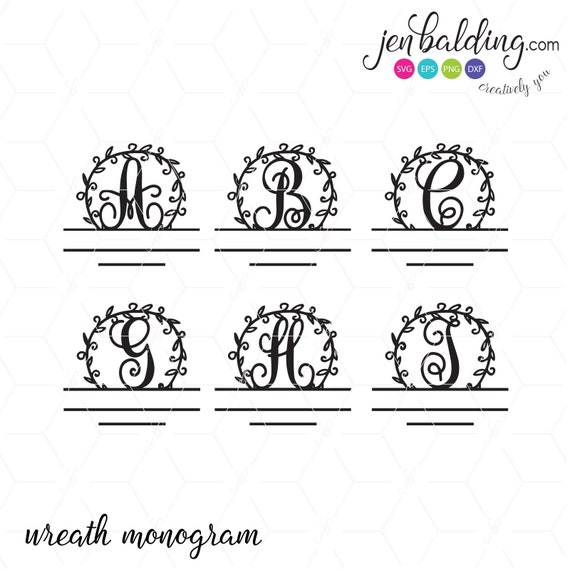 Download Wreath Monogram Last Name Monogram SVG Files for | Etsy