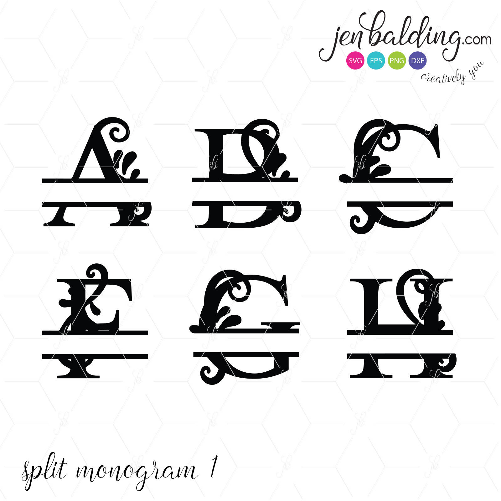 Download Split Letter SVG Split Letter DXF Split Letter Monogram | Etsy