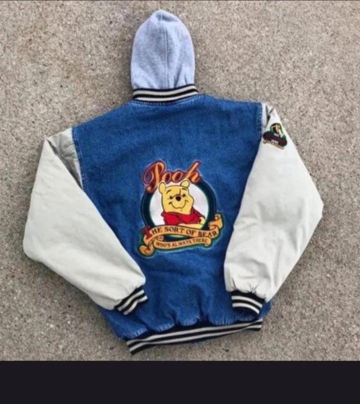 Winnie the Pooh Denim Varsity Jacket - Etsy