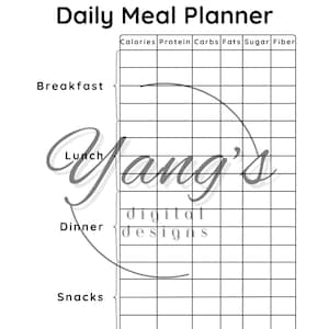Daily Meal Planner: Nutritional Tracker, Printable PDF