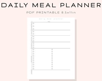 Daily Meal Planner Printable | Grocery List & Notes | PDF Printable - Etsy