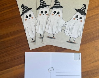 Postales de mejores amigas fantasmas: Correo feliz de Halloween, juego de amigos por correspondencia
