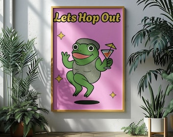 Funny Meme Frog Poster - Girly Gift - Meme Art - Wall Art - Gifts For Her - Wanddeko - kunstdruck