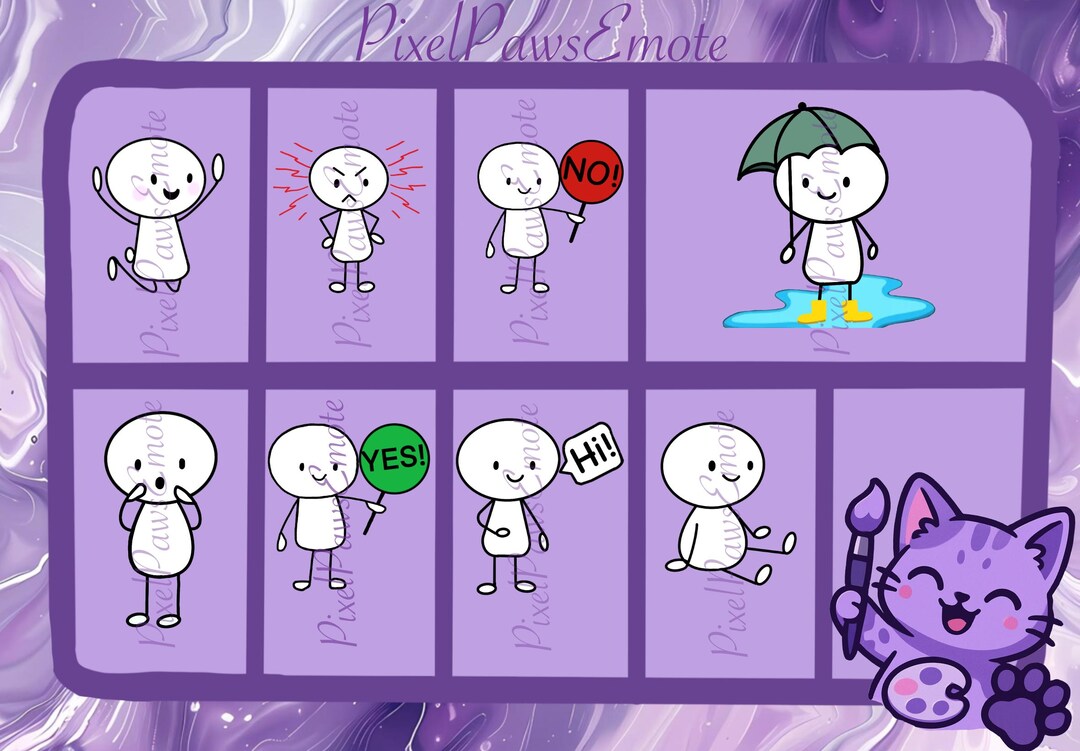 Stick Figure Minimalist Emote Pack: 8 Cute Twitch & Discord Emotes ...
