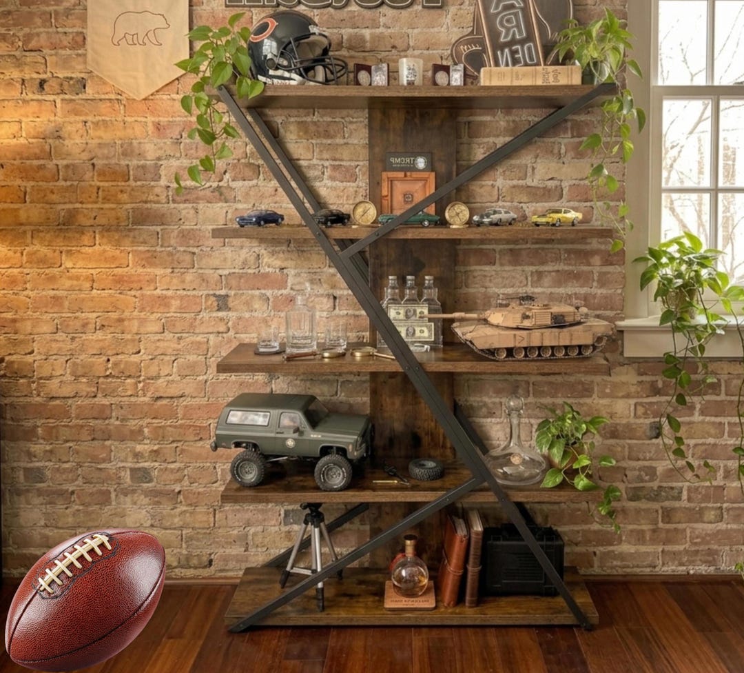 Rustic Industrial 5-tier Bookcase – Tall Metal Frame Display Shelf - Etsy