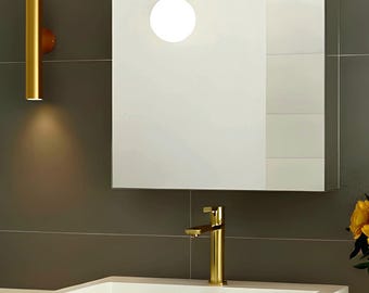 Modern Aluminum Medicine Cabinet - Minimalist Mirror Cabinet - Recessed or Wall Mount Vanity Mirror - Sleek Silver Bathroom Storage Mirrors