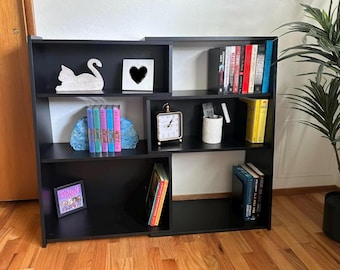 Wooden 3-Tier Ladder Bookshelf  Low, Extendable Shelf for Small Spaces and Corners, Rustic Home Storage, for Books, Plants & Home Decor