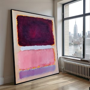 Abstract Color Block Canvas | Mark Rothko Style Pink Purple Burgundy Wall Art | Modern Minimalist Decor | Contemporary Gallery Framed Print
