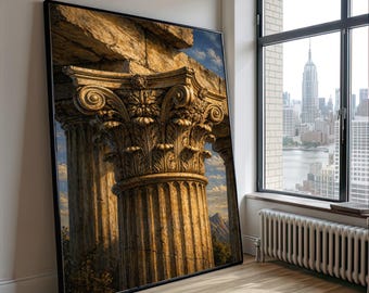Corinthian Column Detail Canvas, Ancient Architecture Wall Art, Classic Roman Pillar Print, Historical Landmark Canvas, Home Decor Accent