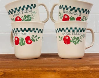 Vintage Corelle Farm Fresh Set of 4 Mugs- Teachers Gift