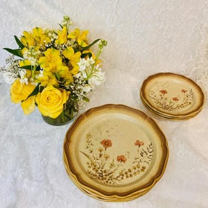 Vintage Fall Dinner Sets- Mikasa Whole Wheat Jardinerie- Plates, Bowls, Mugs