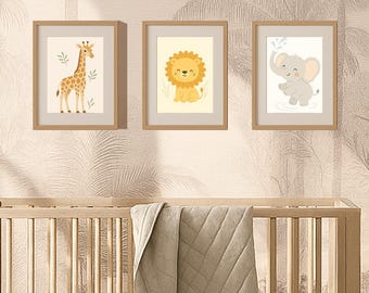 Arte per la cameretta dei bambini con giraffa – Stampa minimalista di animali da safari (PDF digitale)