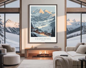Poster di viaggio di Courchevel, Francia – Arte moderna della stazione sciistica (PDF)