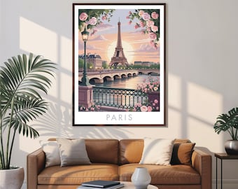 Poster di viaggio di Parigi – Stampa artistica romantica della Torre Eiffel