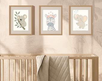 Stampa floreale per cameretta di una bambina con motivo zebrato – Stampa minimalista per cameretta (PDF digitale)