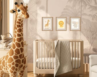 Stampa per cameretta dei bambini con leone safari – Arte murale minimalista della giungla (download digitale)