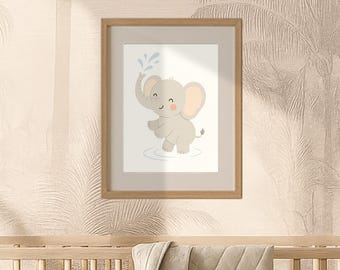 Arte per la cameretta dei bambini con elefanti – Stampa di animali del safari, Decorazione per la cameretta dei bambini (download digitale)