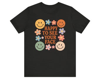 Happy Face Graphic Tee: Unisex Short Sleeve Cotton T-Shirt