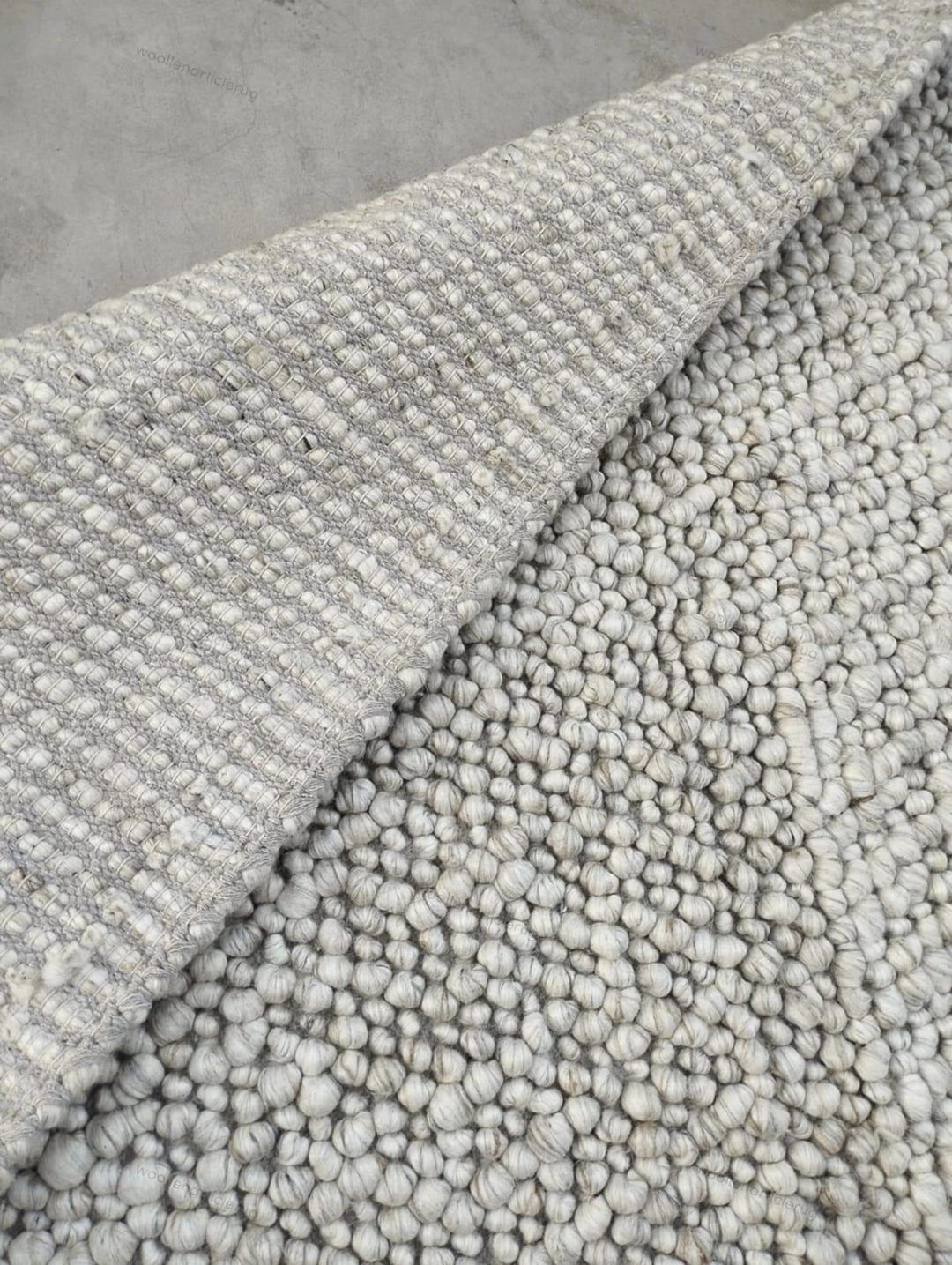 Handwoven Flatweave Chunky Loop Grey Wool Rug, Solid Textured Modern ...
