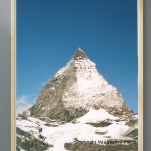 Matterhorn Photography Print with a Blue Sky, Swiss Alps Mountain Peak (Digital Download)
