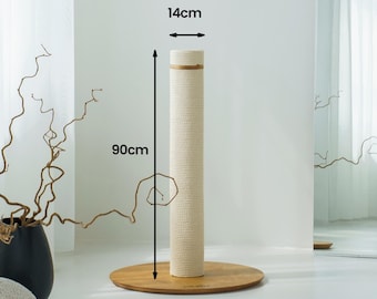 Modern Wood Cat Scratching Post, Tall Sisal Cat Scratcher Tower, Minimalist Wooden Cat Furniture, Premium Cat Tree, Solid Wood