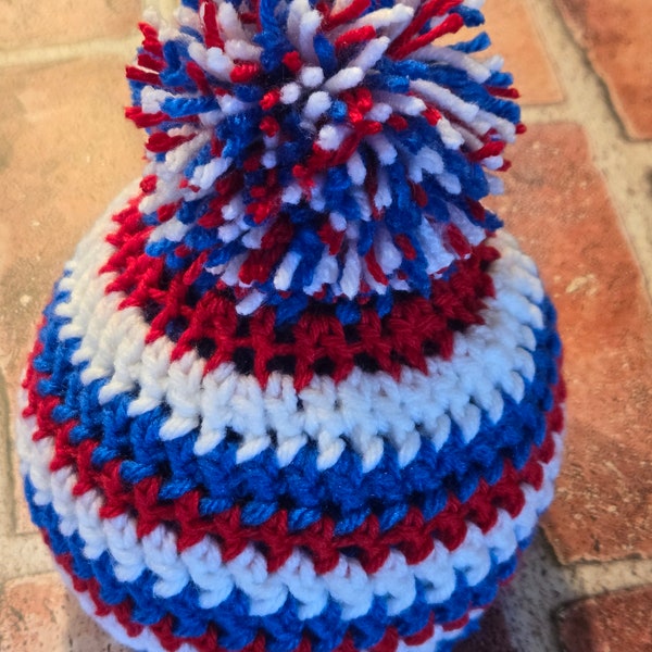 Buffalo Bill's Crochet Pom Pom Hat 'Size Newborn' Go Bill's! Newborn Photo Shoot. Made in America. Made with Love. Hand Wash Lay Flat to Dry