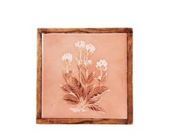 Vintage Italian Ceramic Floral Tile Wood-framed Trivet