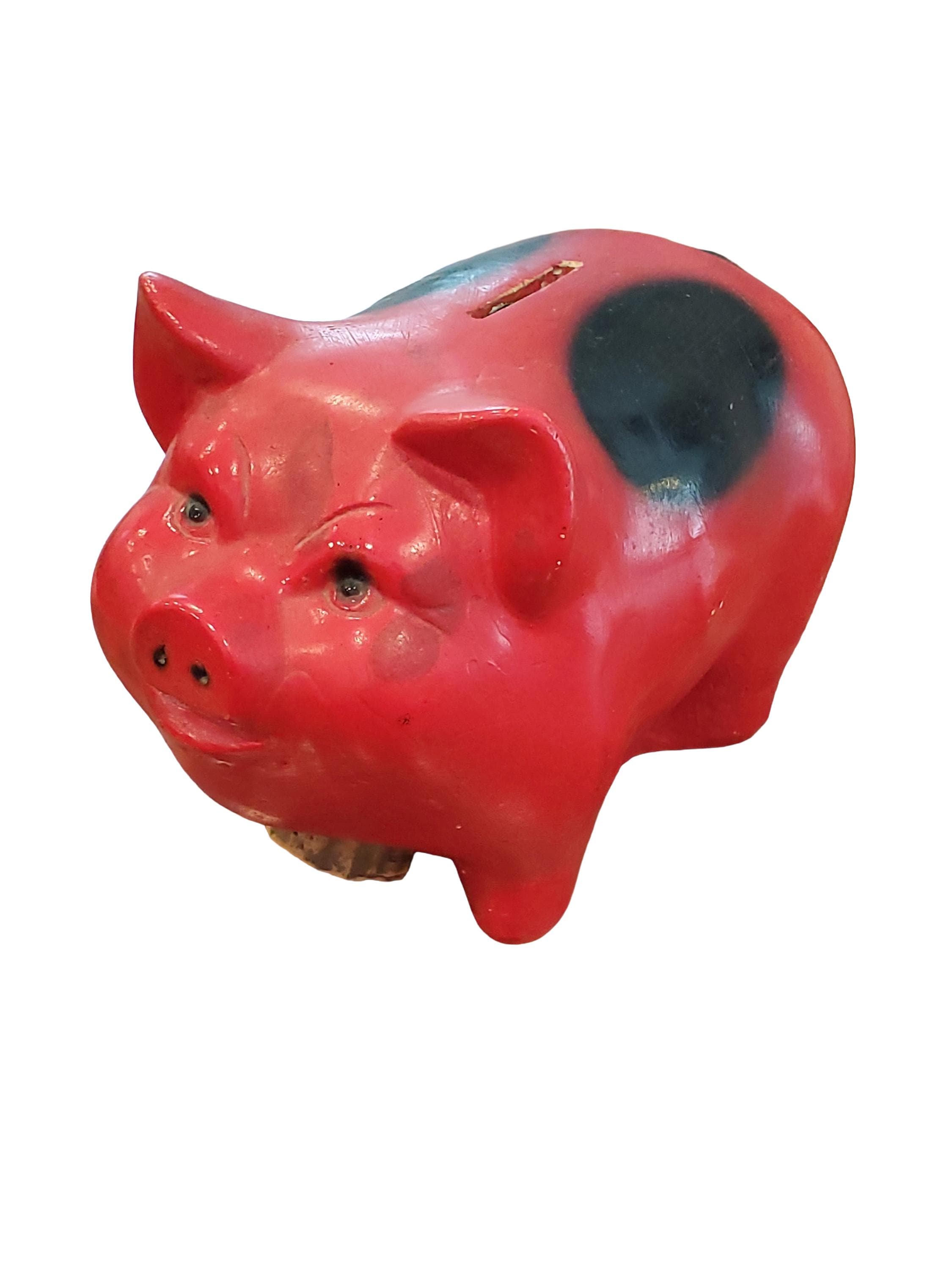 Vintage 1940s A.N. Brooks Chalkware Red and Black Piggy Bank - Etsy