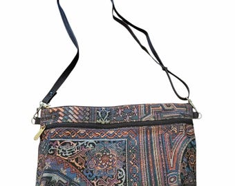 Vintage Y2K Danny K Beverly Hills Multicolored Tapestry Cross Body Bag