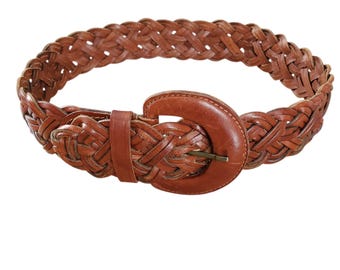 Vintage Genuine Leather Braided Belt Size M