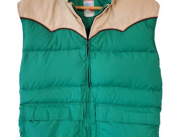 Vtg 70s Pioneer Sportswear Blue & Red Nylon Down Insulated Vest